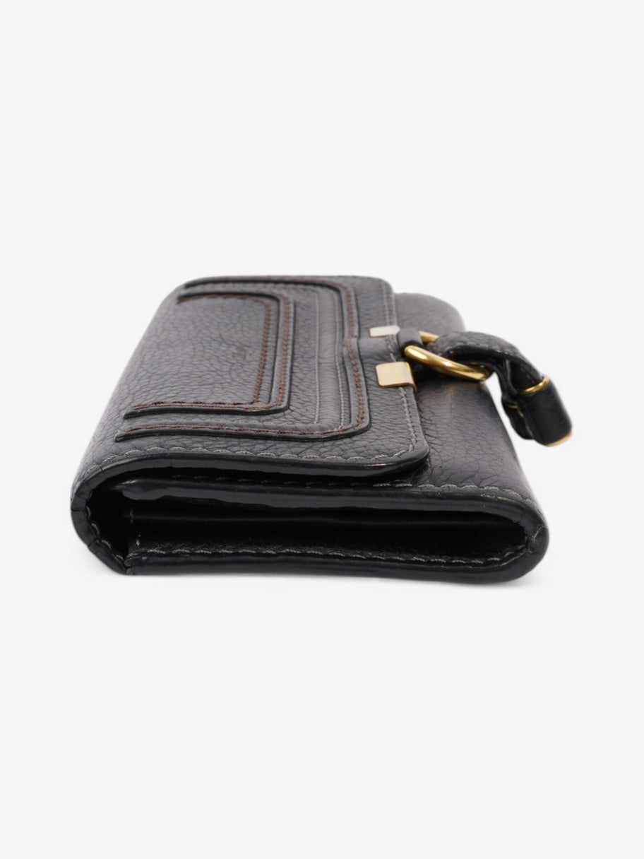 Chloe Marcie Fold Over Long Wallet Black / Gold Calfskin Leather Image 4