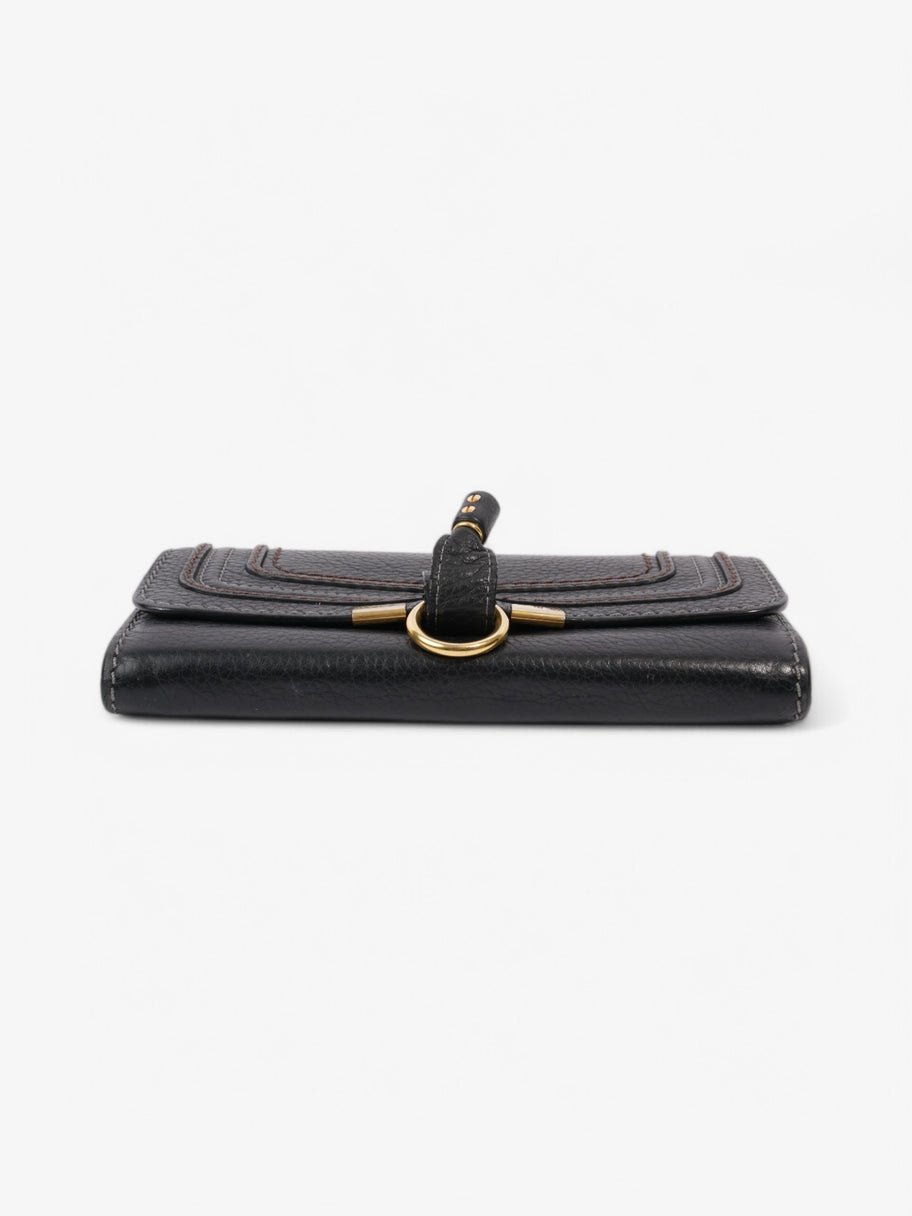 Chloe Marcie Fold Over Long Wallet Black / Gold Calfskin Leather Image 5