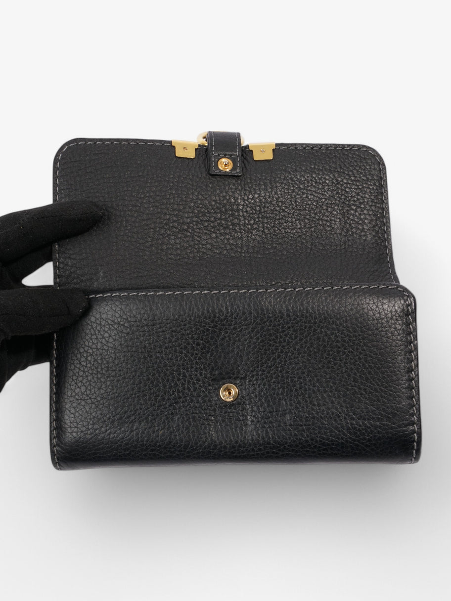 Chloe Marcie Fold Over Long Wallet Black / Gold Calfskin Leather Image 7