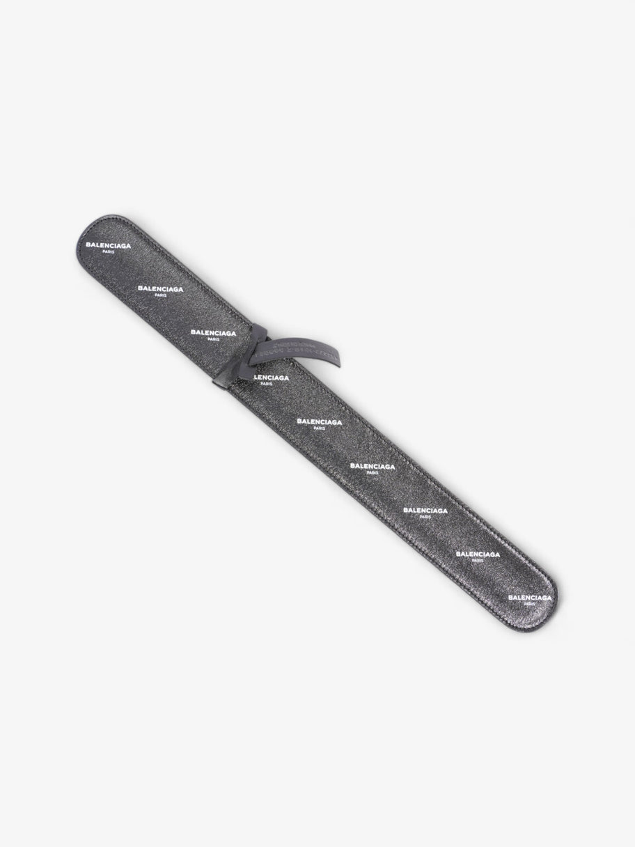 Balenciaga Snap Bracelet Black / White Leather Image 2