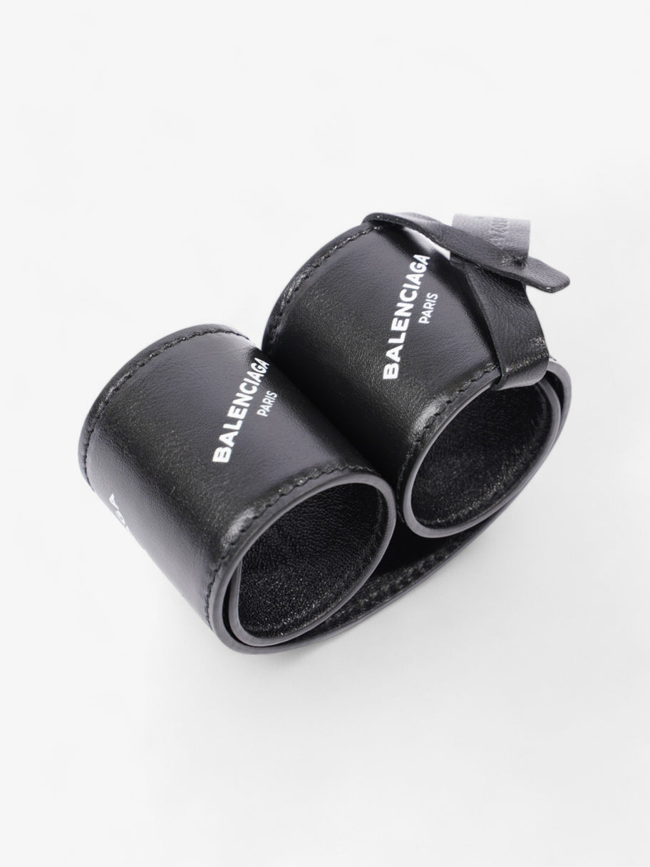 Balenciaga Snap Bracelet Black / White Leather Image 4