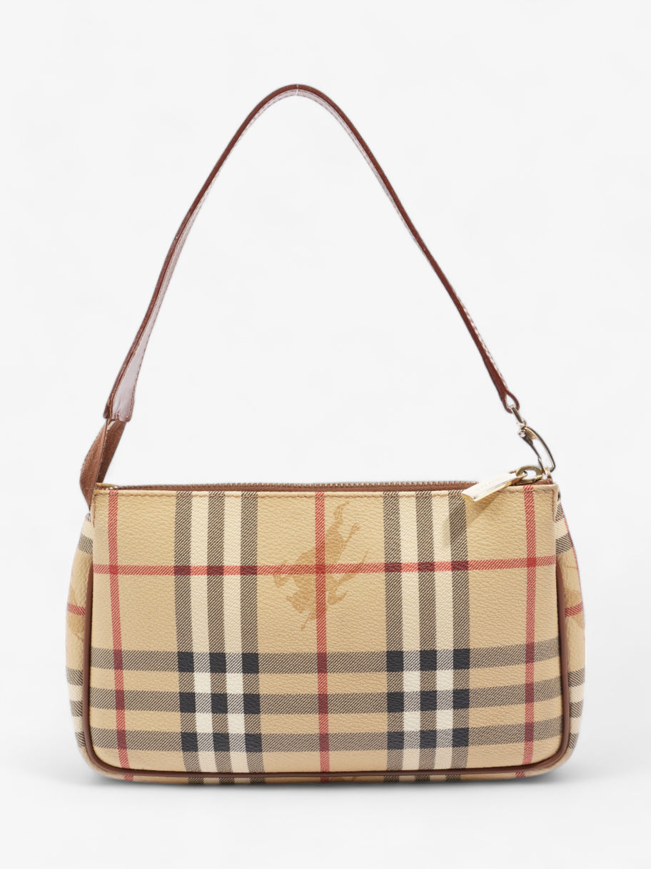 Burberry Classic Zip Shoulder Haymarket Check / Brown Leather Coated Canvas Image 4