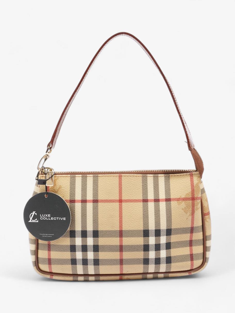 Burberry Classic Zip Shoulder Haymarket Check / Brown Leather Coated Canvas Image 8