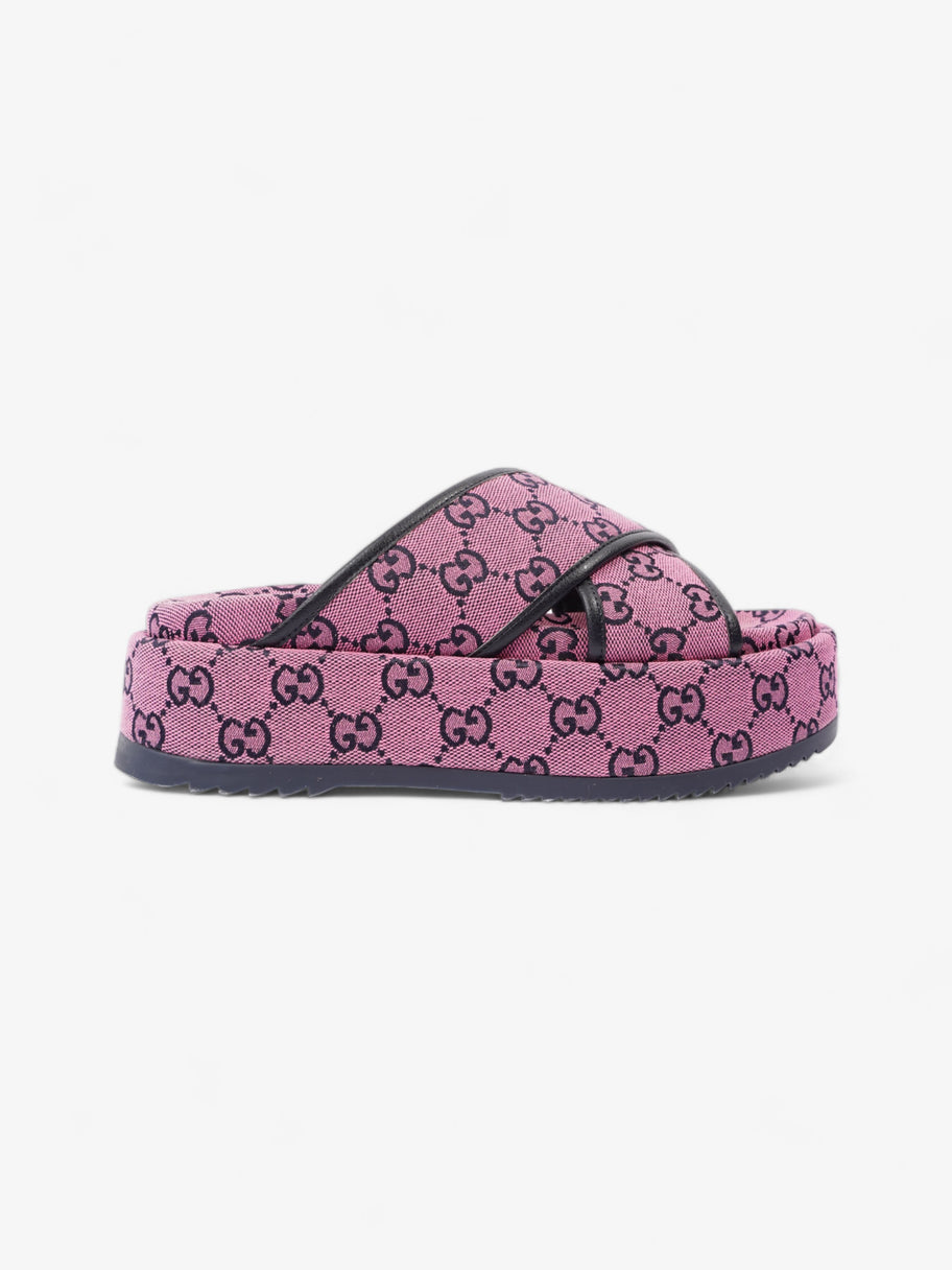 Gucci Crossover Platform Sandal Pink And Navy GG Supreme Canvas EU 36.5 UK 4.5 Image 1