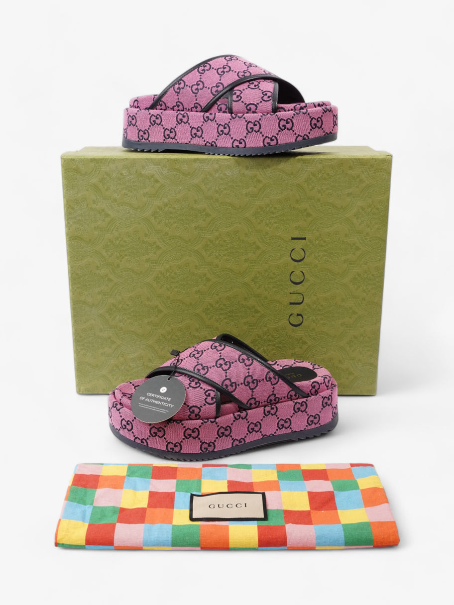 Gucci Crossover Platform Sandal Pink And Navy GG Supreme Canvas EU 36.5 UK 4.5 Image 11