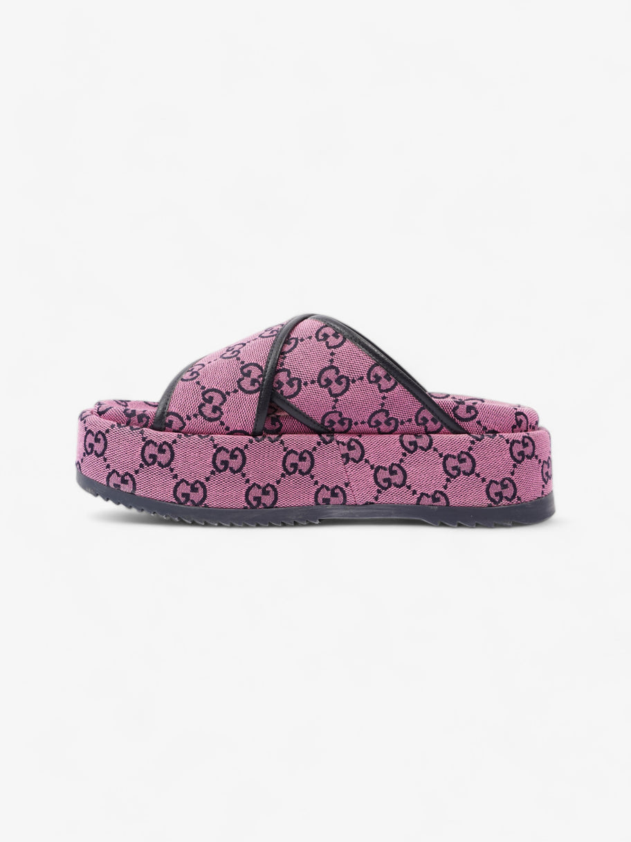 Gucci Crossover Platform Sandal Pink And Navy GG Supreme Canvas EU 36.5 UK 4.5 Image 3