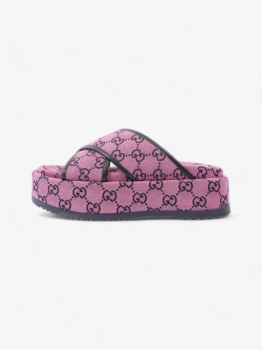 Gucci Crossover Platform Sandal Pink And Navy GG Supreme Canvas EU 36.5 UK 4.5 Image 5