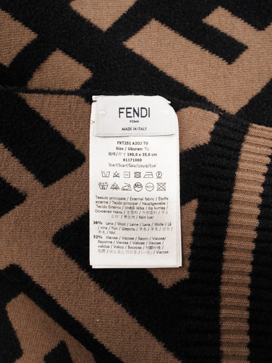 Fendi FF Scarf Brown  / Black Wool Image 3