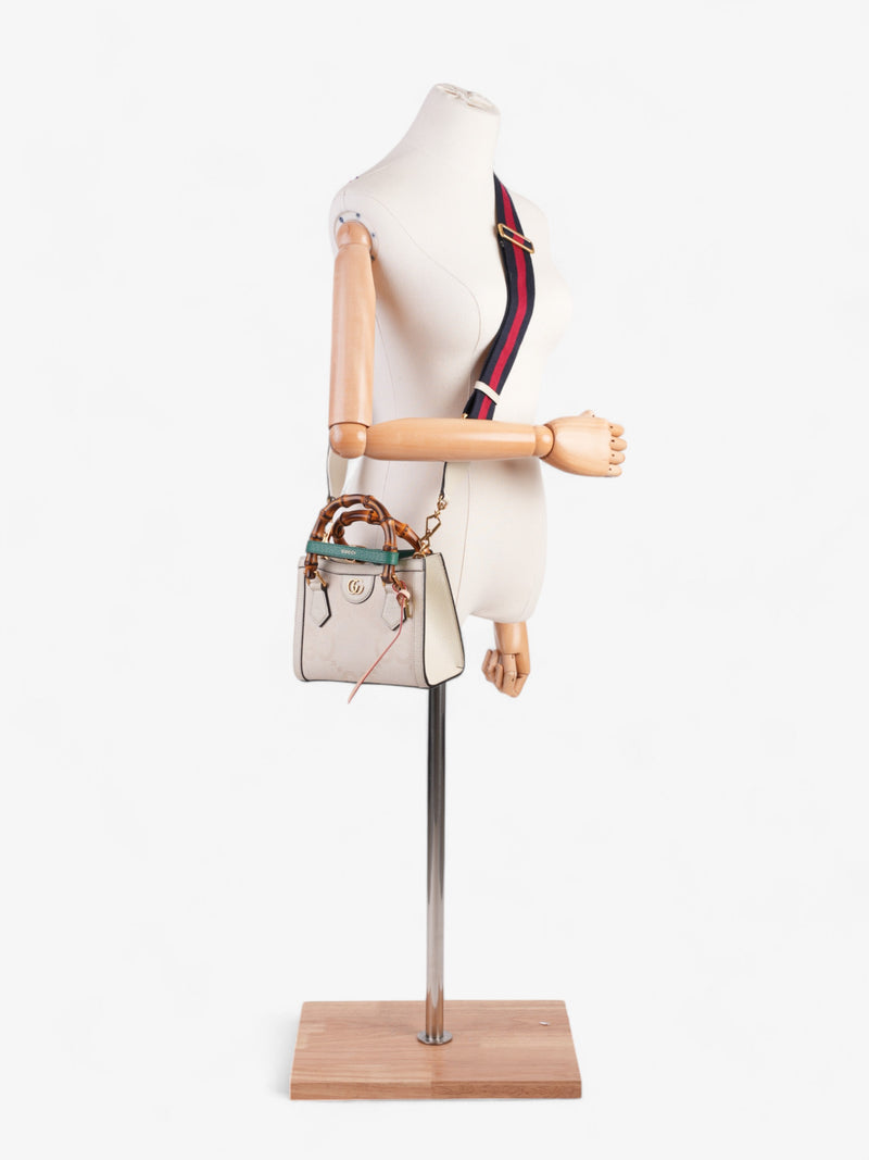  Gucci Diana Tote White / Brown Canvas Mini