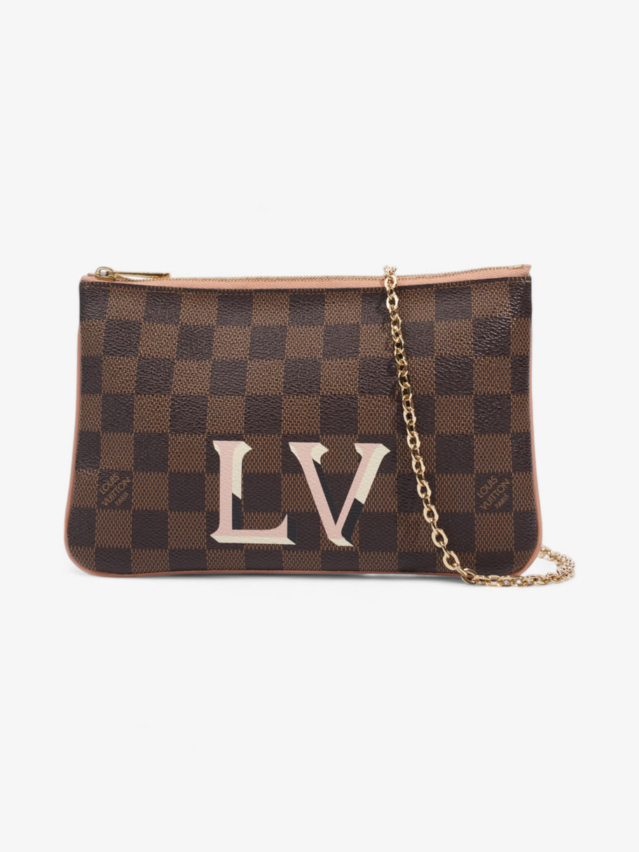 Louis Vuitton Double Zip Pochette Monogram / Pink Coated Canvas Image 1