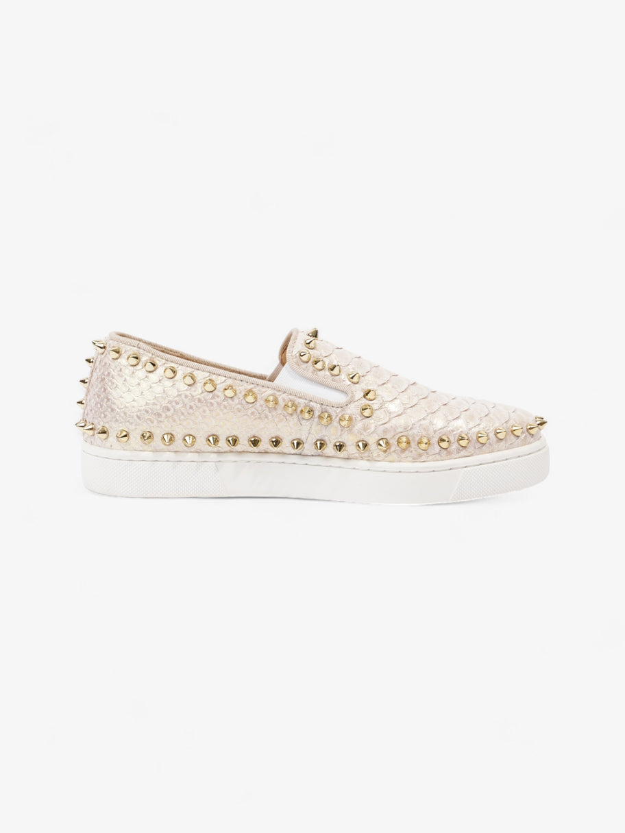 Christian Louboutin Spike Pik Boat White / Metallic Rose Gold Leather EU 36 UK 3 Image 4