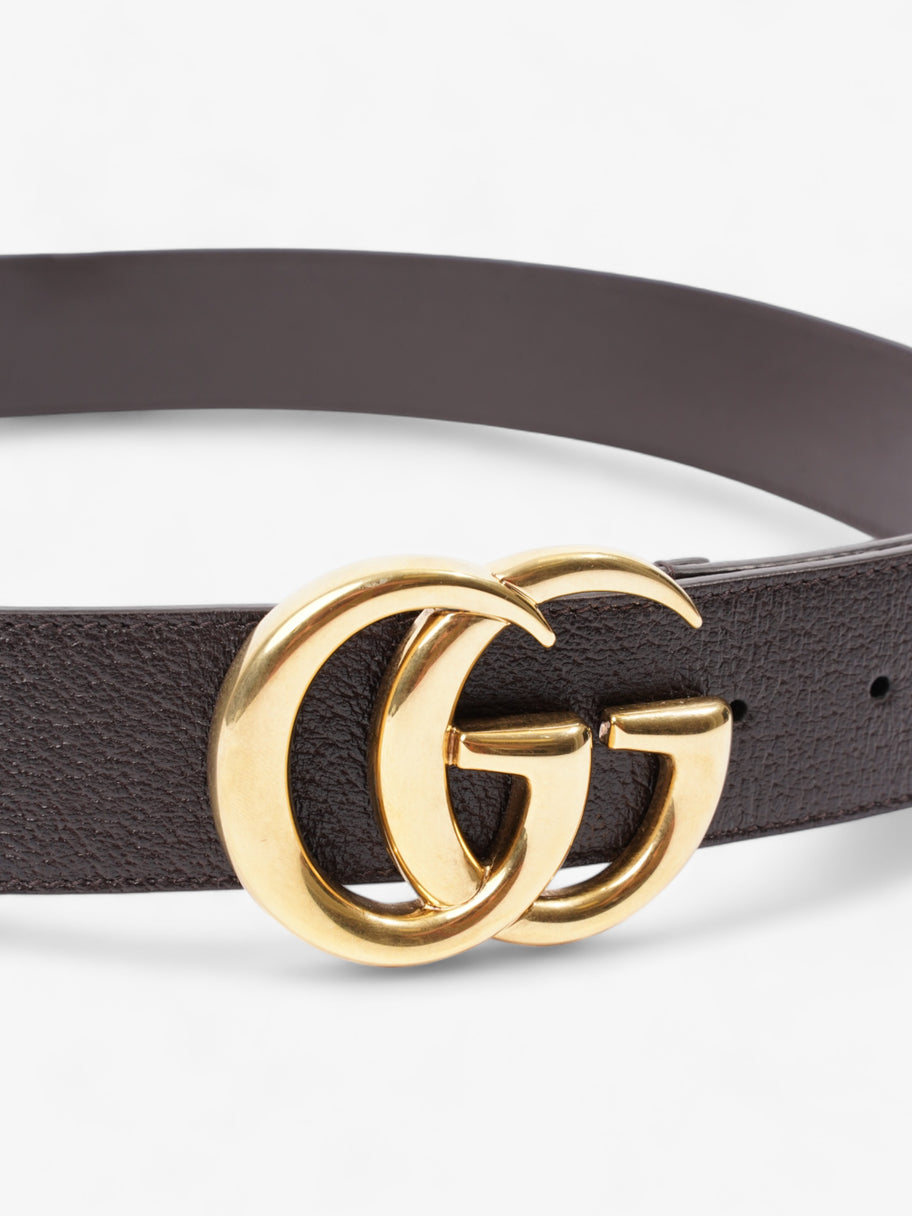 Reversible Double G Buckle Belt Black/Brown / Gold Leather 100cm 40