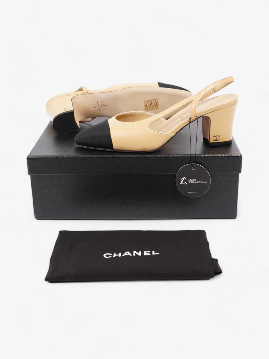 Chanel Slingback Pump 60 Beige / Black Leather EU 38 UK 5 Image 10