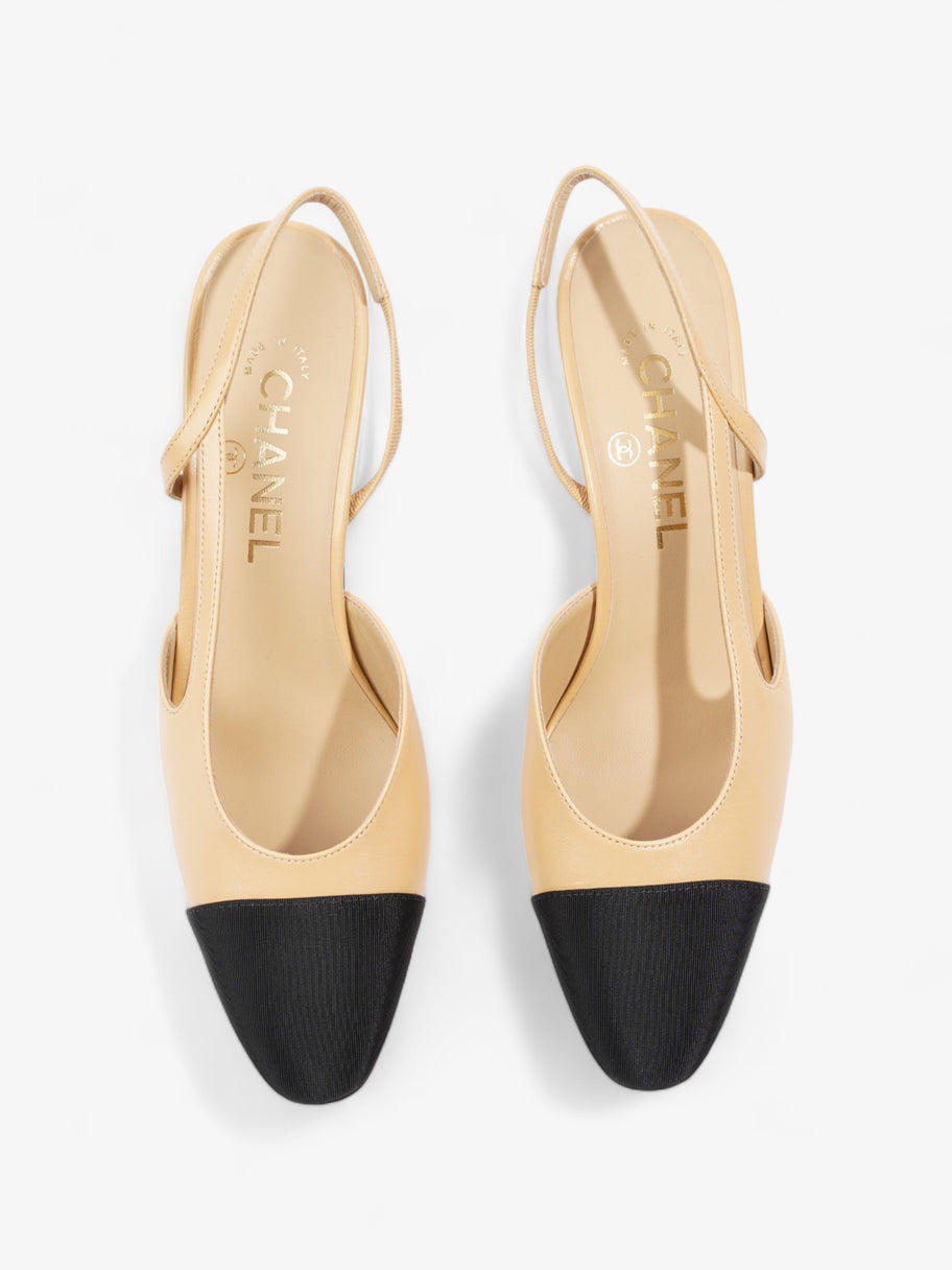 Chanel Slingback Pump 60 Beige / Black Leather EU 38 UK 5 Image 8