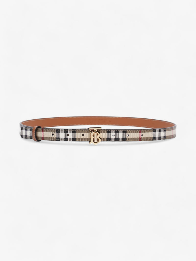  Burberry TB Belt Vintage Check / Gold Canvas Medium - 101.5cm