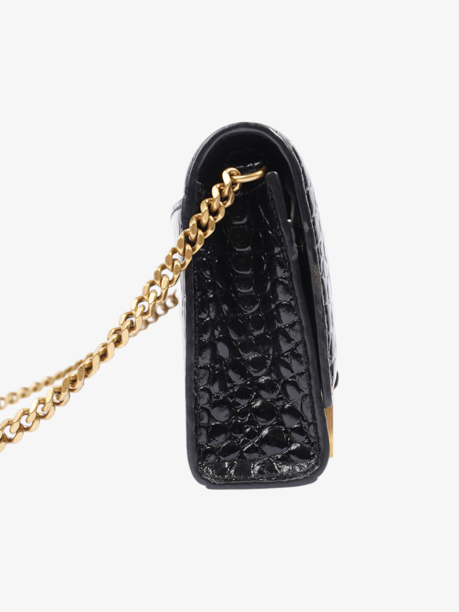 Balenciaga Hourglass Wallet On Chain Black Embossed Leather Image 5