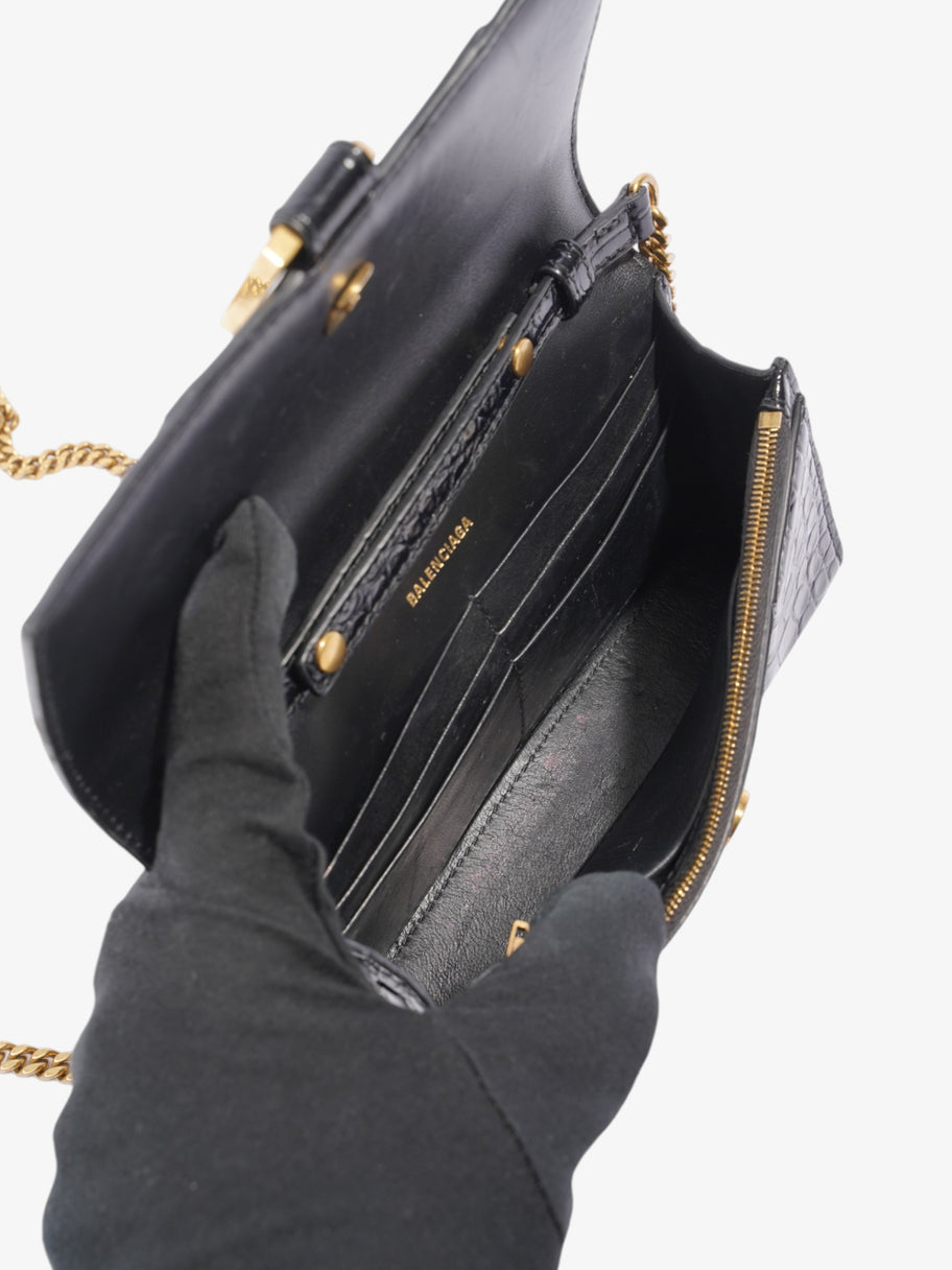 Balenciaga Hourglass Wallet On Chain Black Embossed Leather Image 7