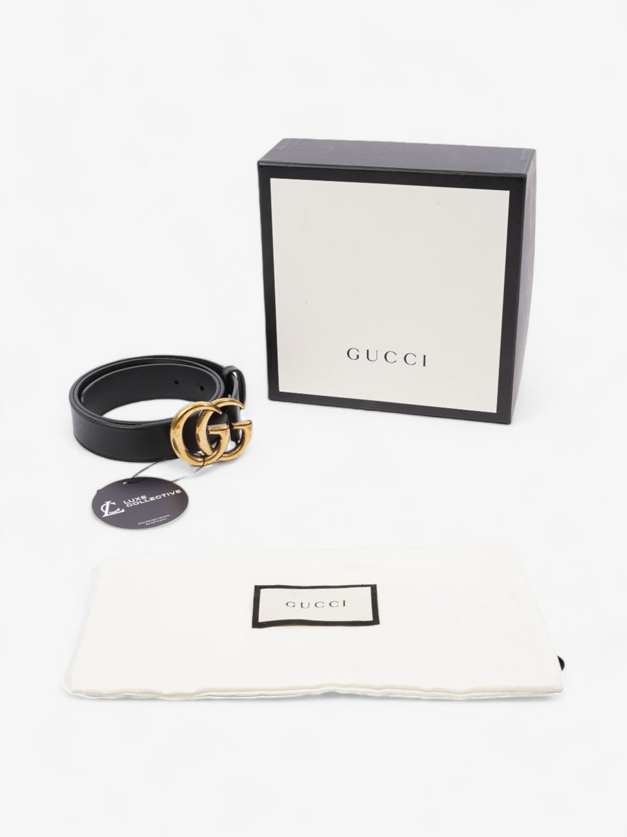 Gucci GG Marmont Thin Belt Black / Gold Leather 80cm / 32