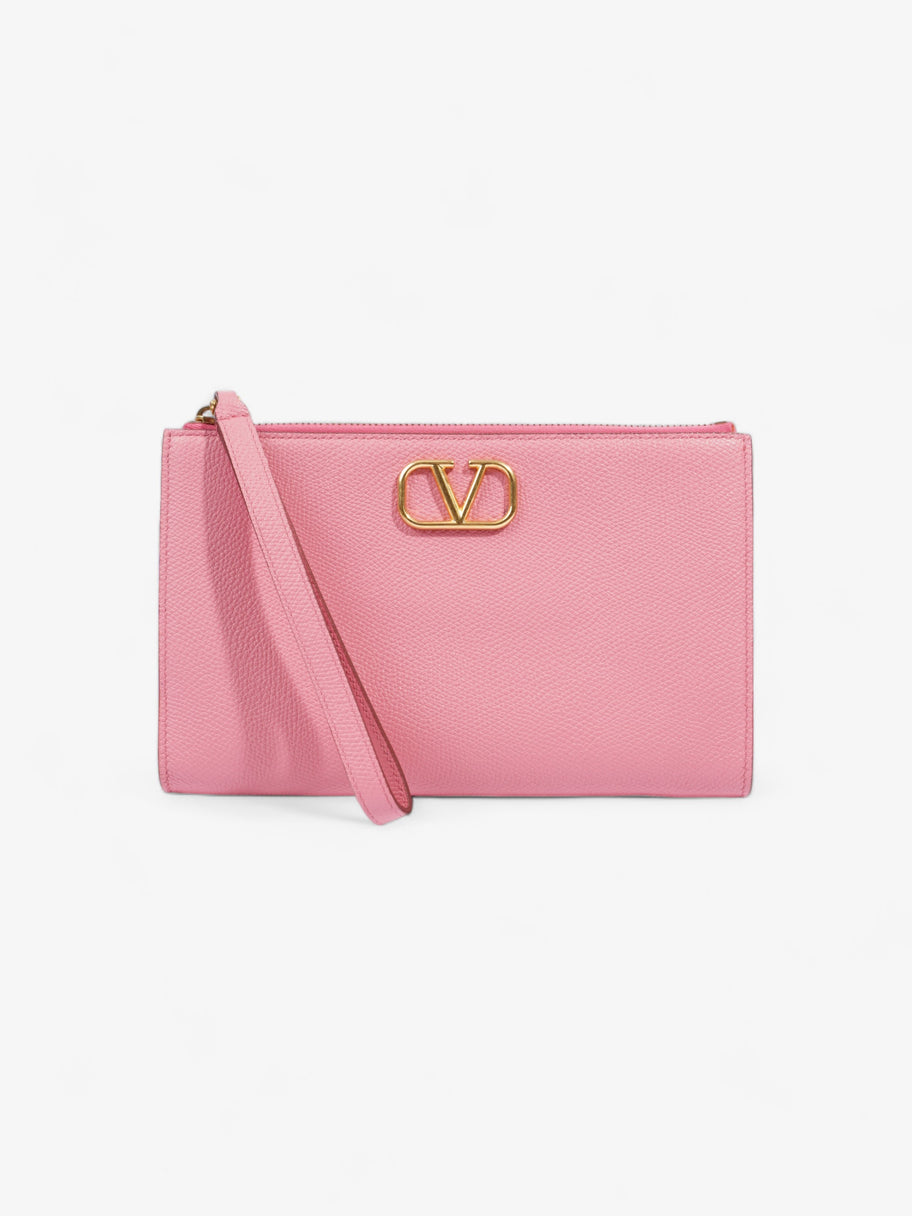 Valentino V Logo Wristlet Pink Calfskin Leather Image 1