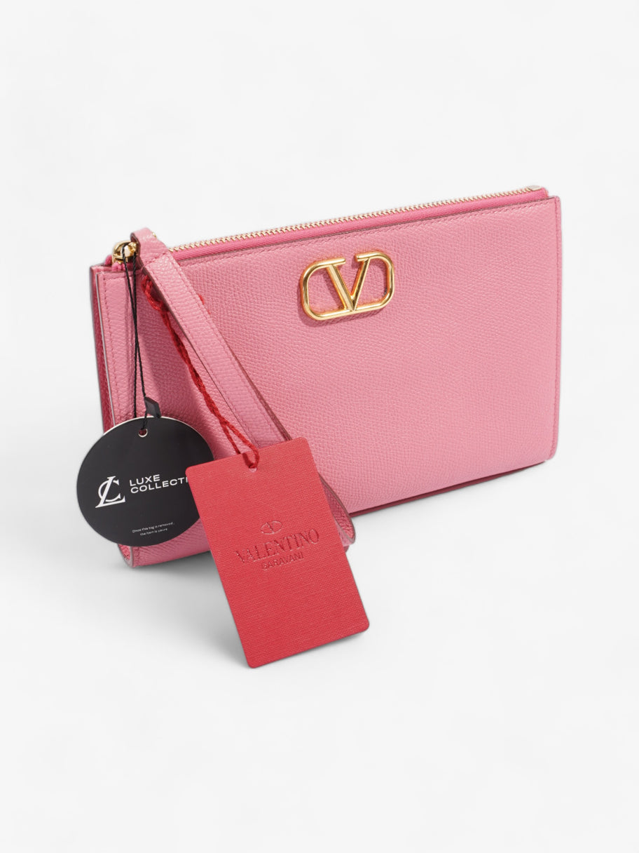 Valentino V Logo Wristlet Pink Calfskin Leather Image 8