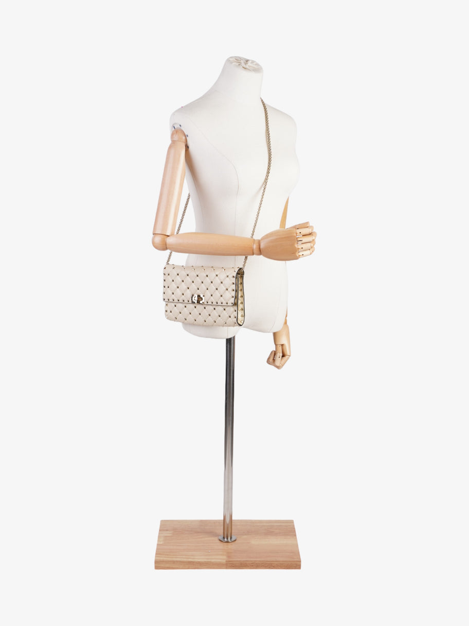 Valentino Rockstud Spike Clutch Cream Nappa Leather Image 2