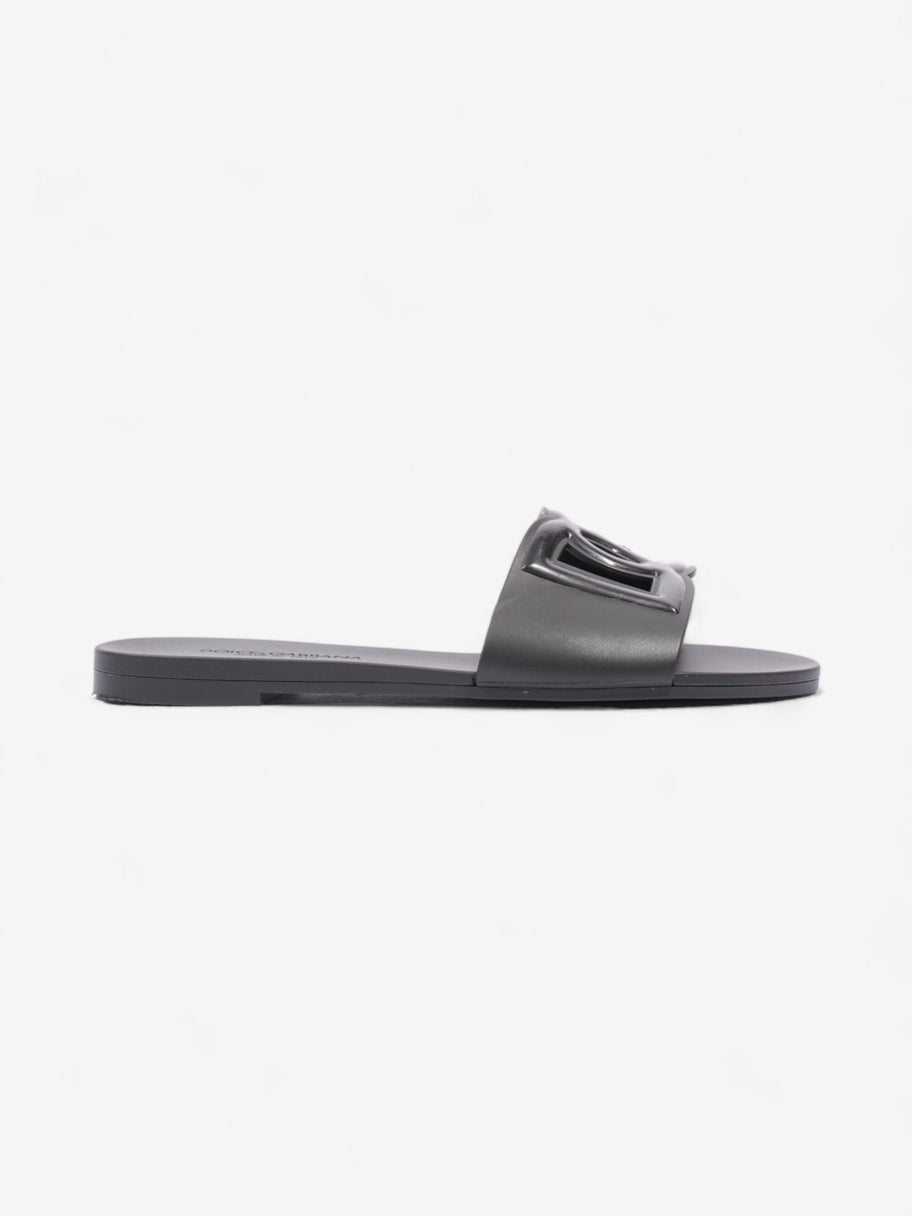 Dolce and Gabbana Interlocking Logo Slides Black Rubber EU 37 UK 4 Image 1