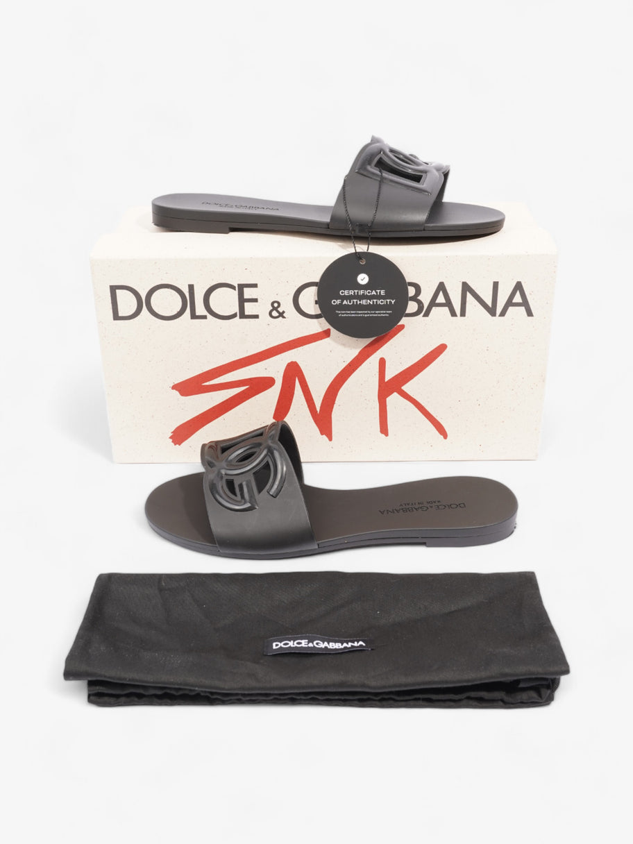 Dolce and Gabbana Interlocking Logo Slides Black Rubber EU 37 UK 4 Image 10