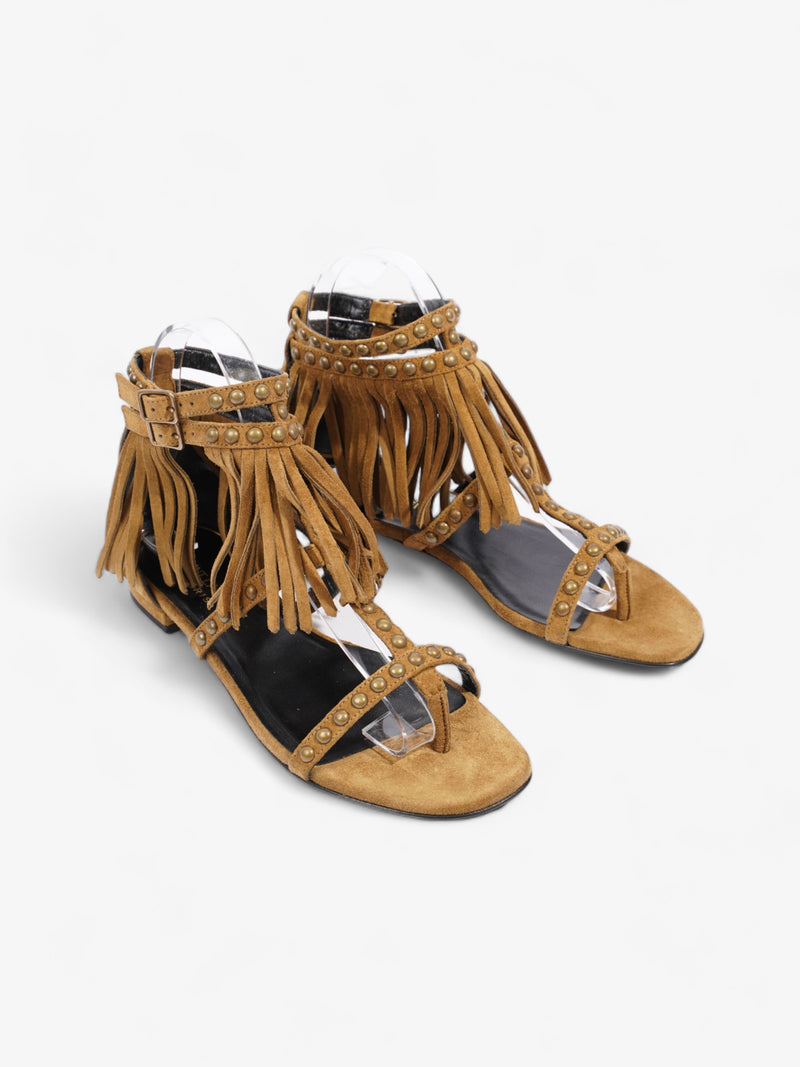  Saint Laurent Tassel Sandals Brown Suede EU 35.5 UK 2.5