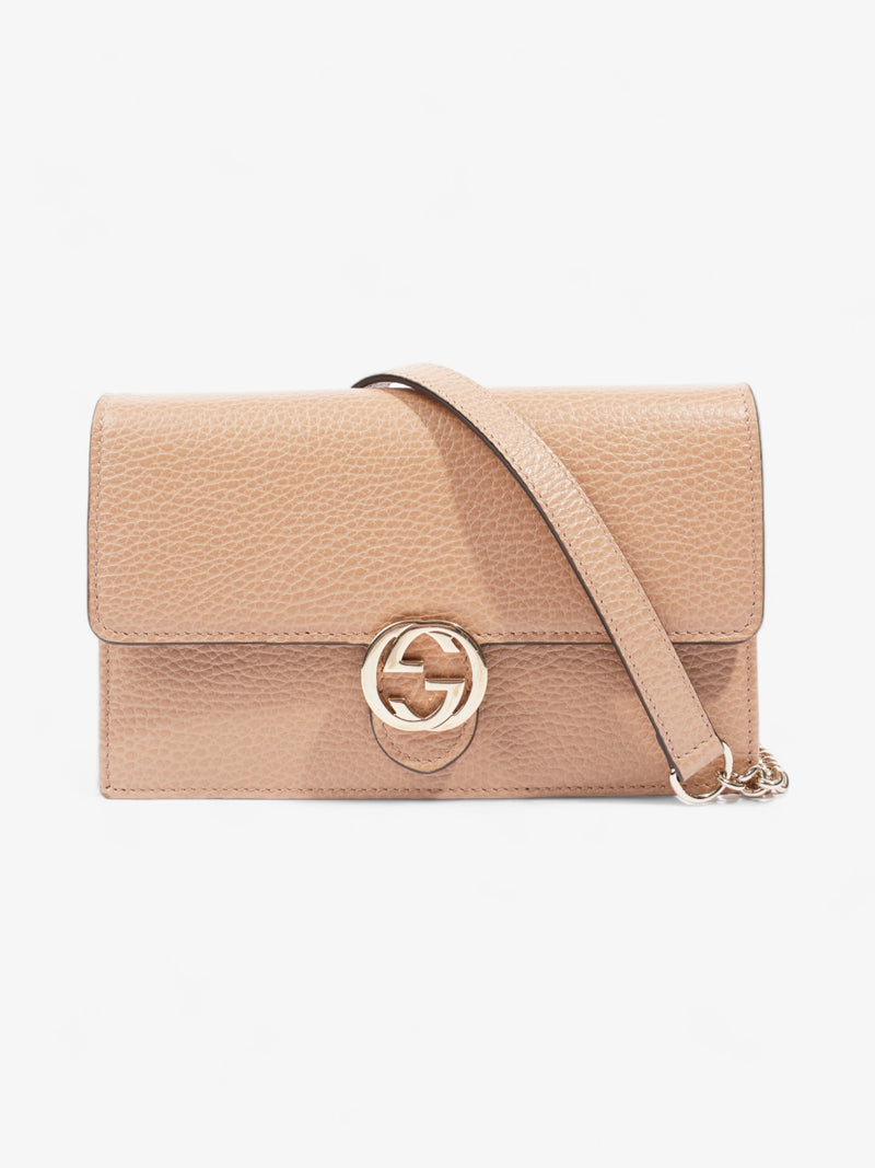  Interlocking G Wallet On Chain Beige Leather