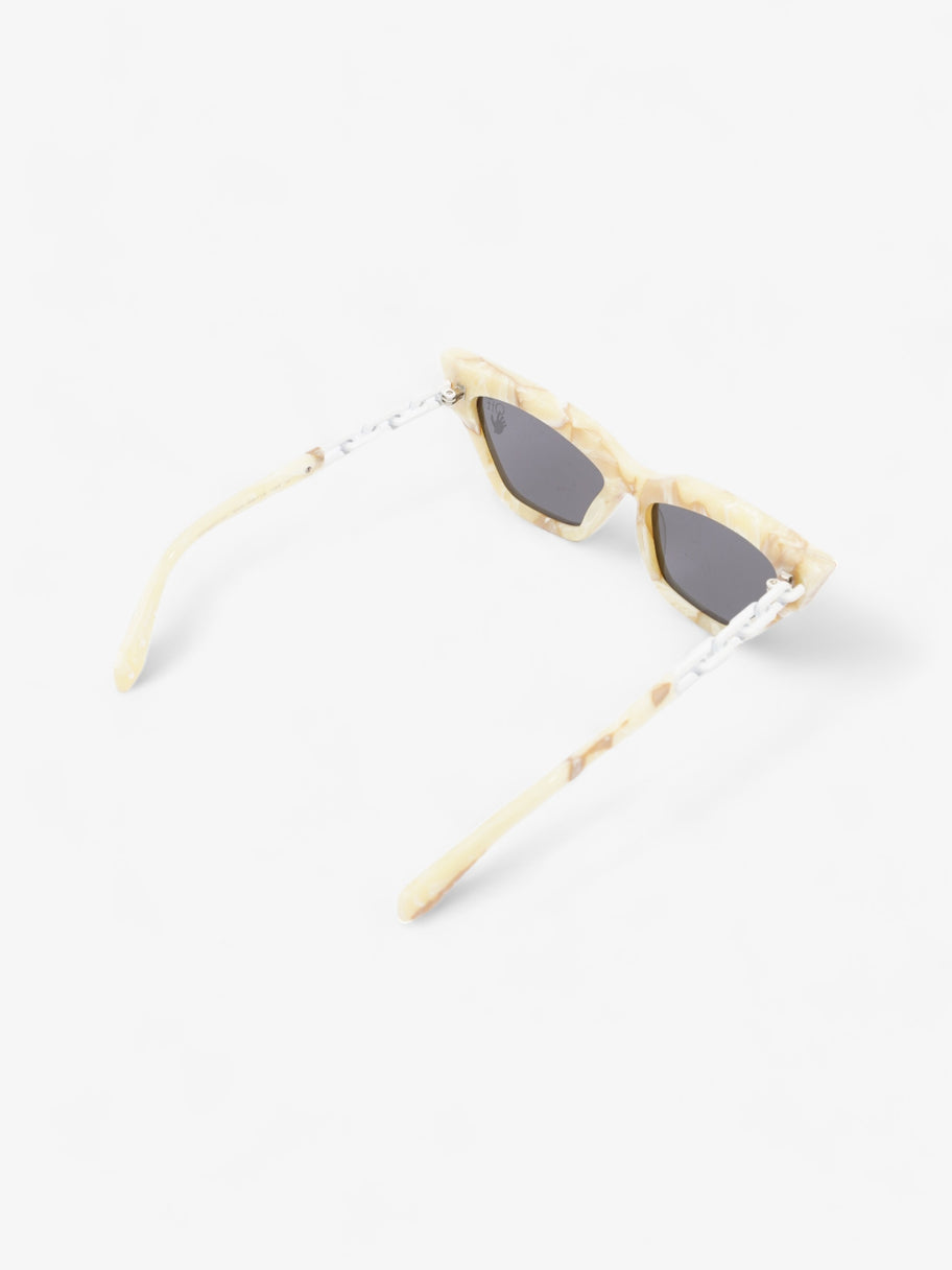 Off White Nina Cat-Eye Sunglasses Yellow Marble Acetate 145mm Image 7