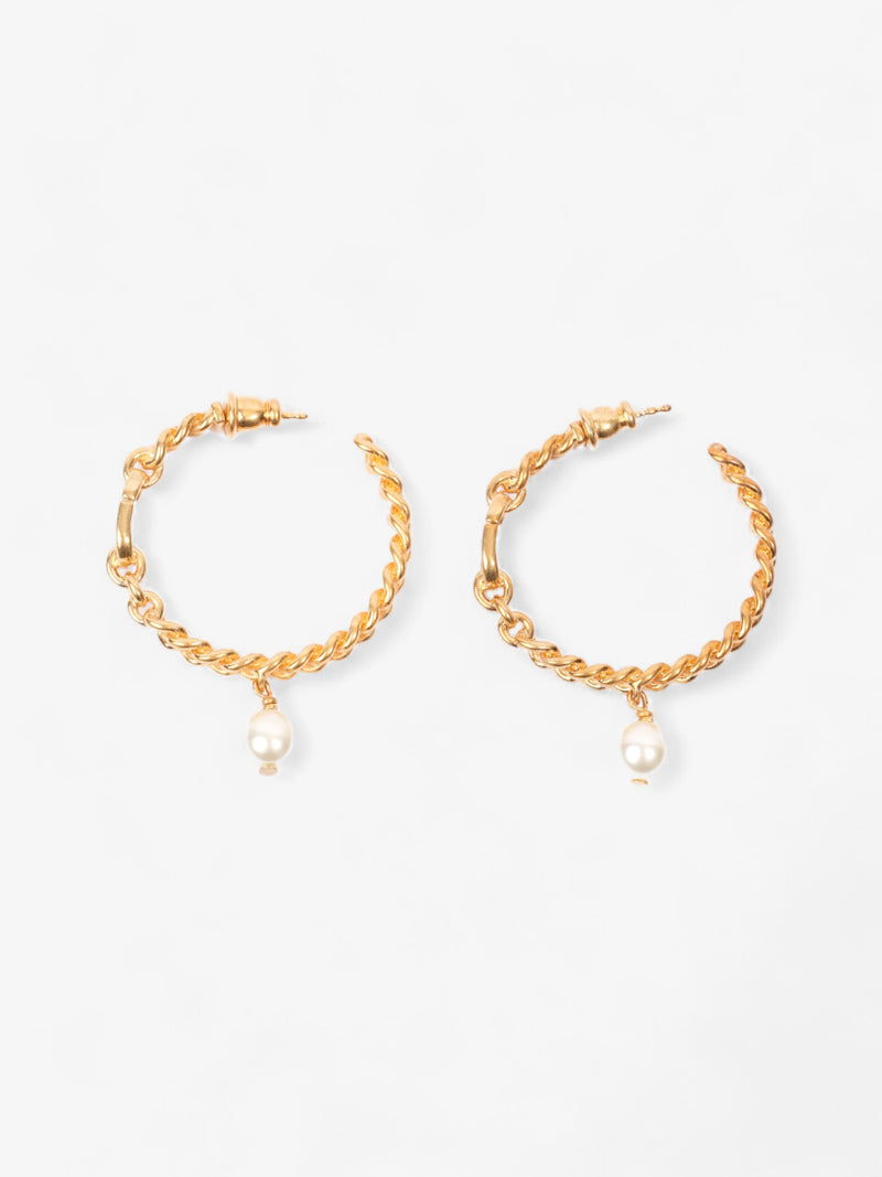  Christian Dior 30 Montaigne Hoops Gold / Pearl Base Metal