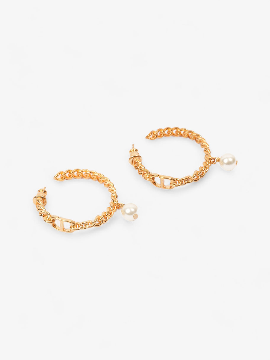 Christian Dior 30 Montaigne Hoops Gold / Pearl Base Metal Image 2