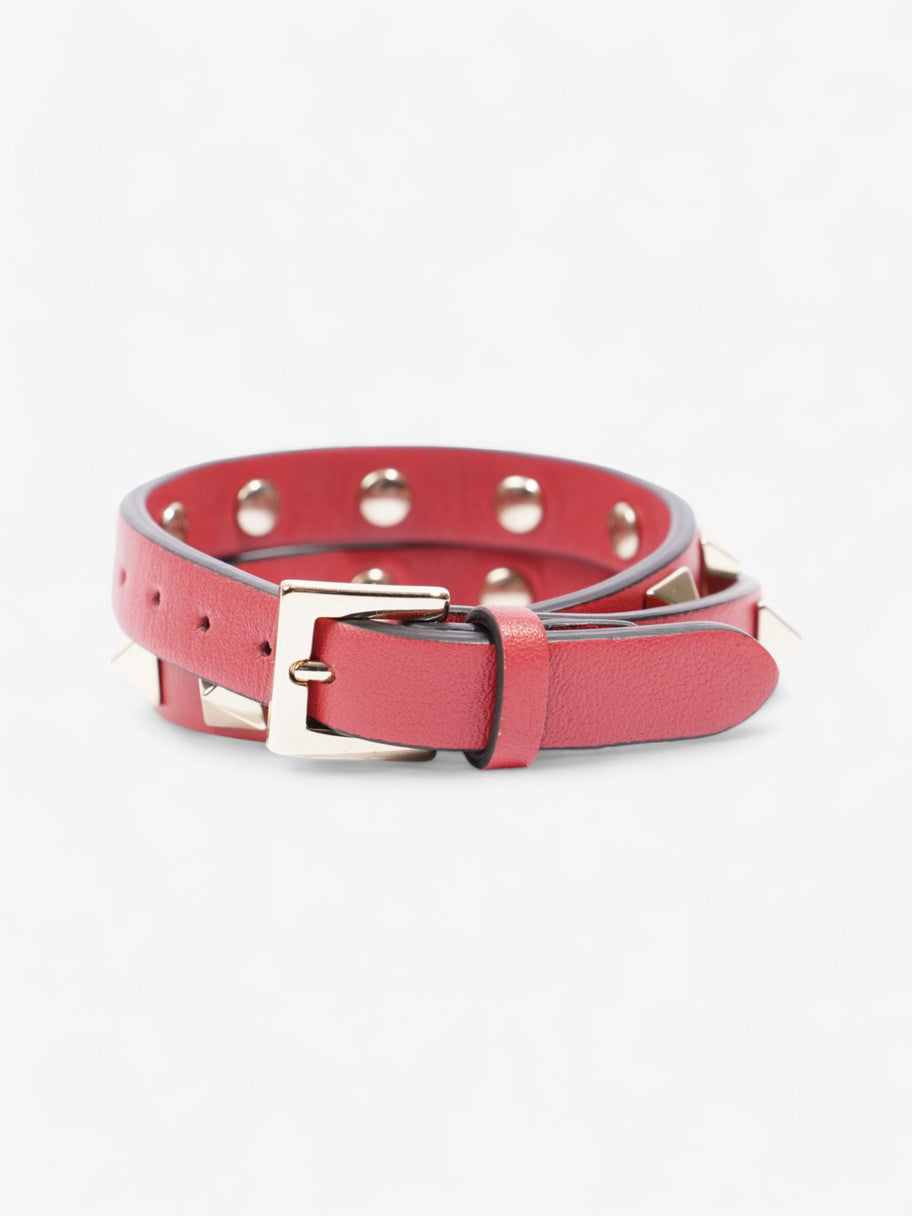 Valentino Rockstud Bracelet Red / Gold Leather Image 3