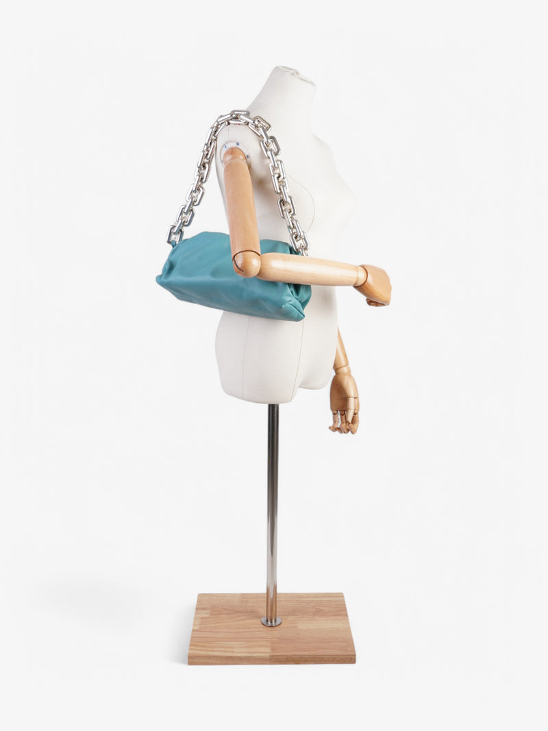  Bottega Veneta Chain Pouch Teal Leather