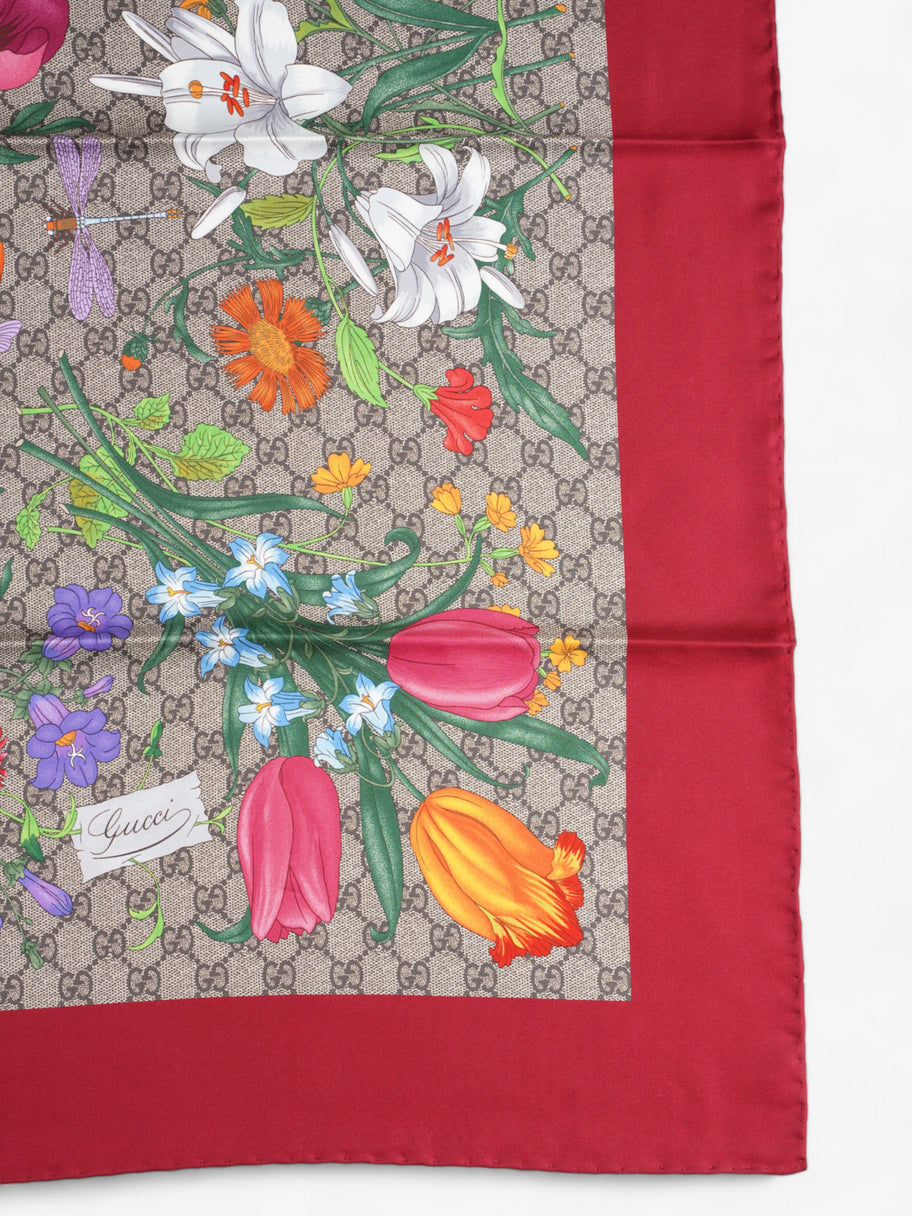 Gucci Floral Print Scarf Red Floral Multi Print Silk Image 2