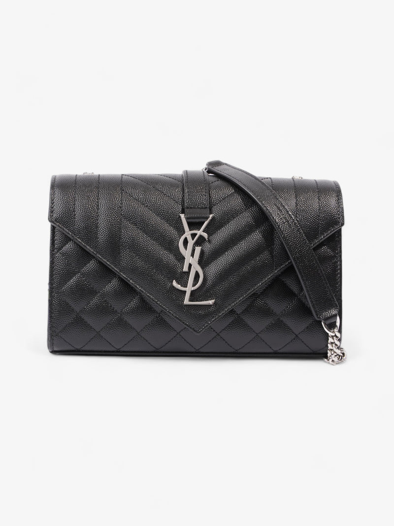  Saint Laurent Envelope Small Black Matelasse Leather