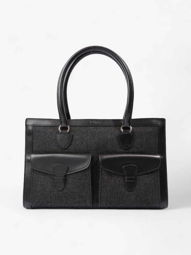  Christian Dior Book Tote Black Denim