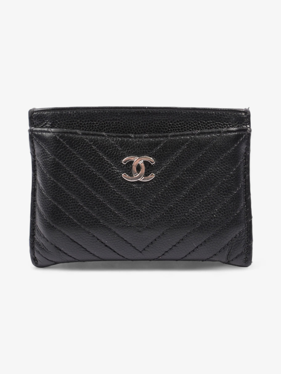 Chanel Chevron Card Holder Black Caviar Leather Image 1