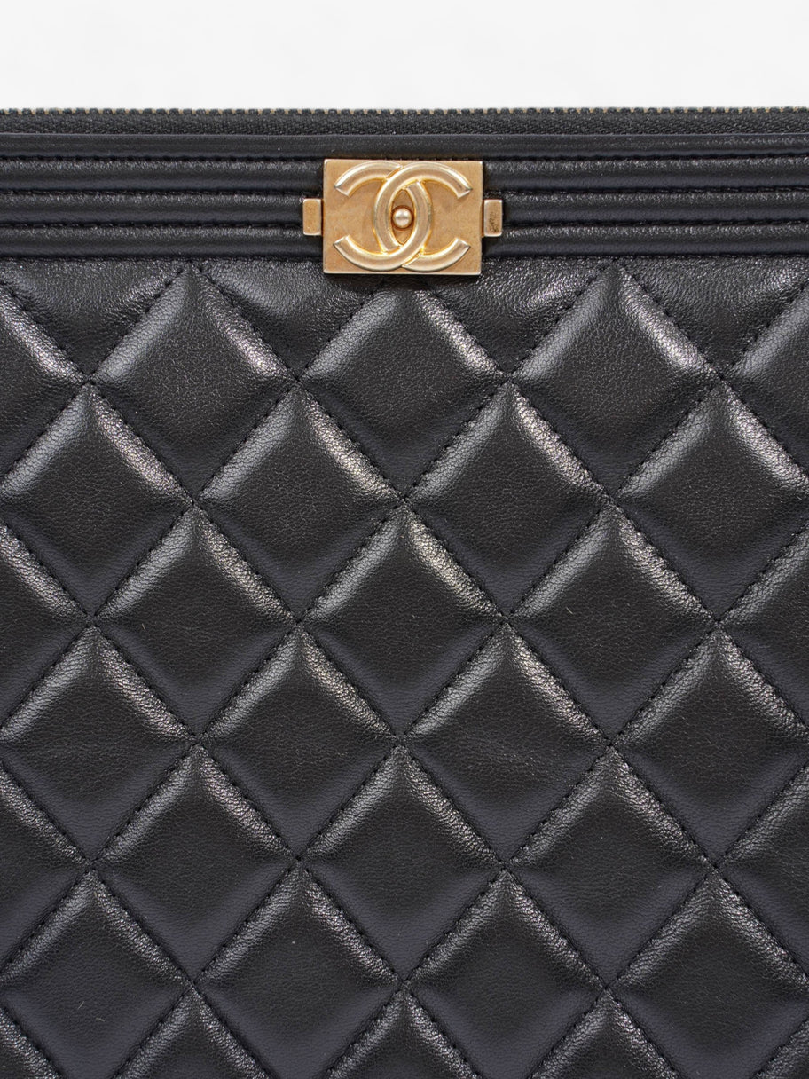 Chanel Medium Boy Pouch Black Lambskin Leather Image 3