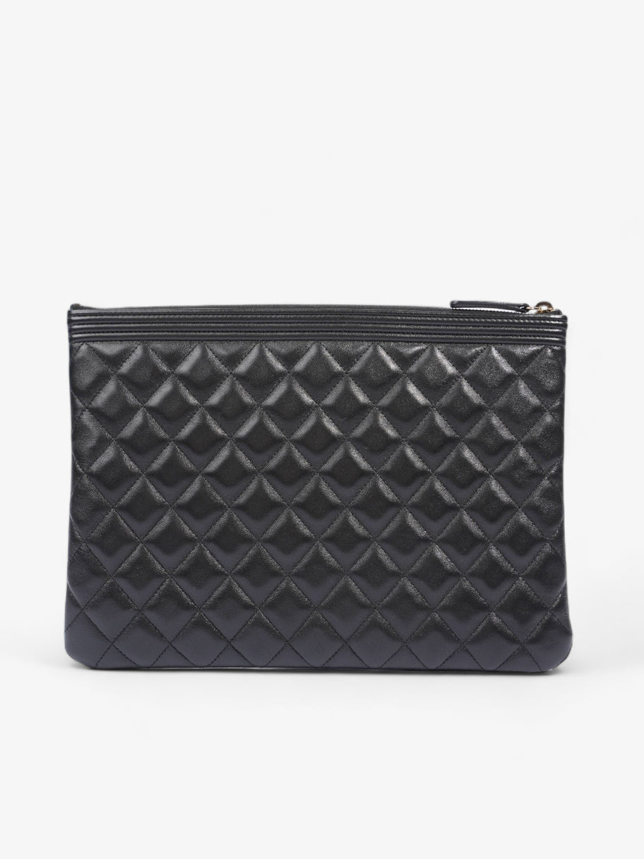 Chanel Medium Boy Pouch Black Lambskin Leather Image 5