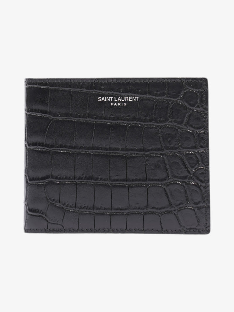  Saint Laurent Bi-Fold Wallet Black Embossed Leather