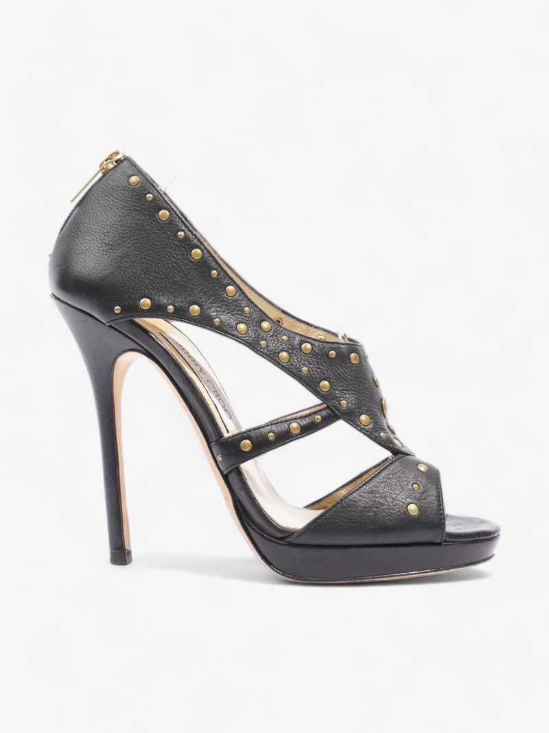  Jimmy Choo Prairie Sandals  120mm Black Leather EU 37.5 UK 4.5