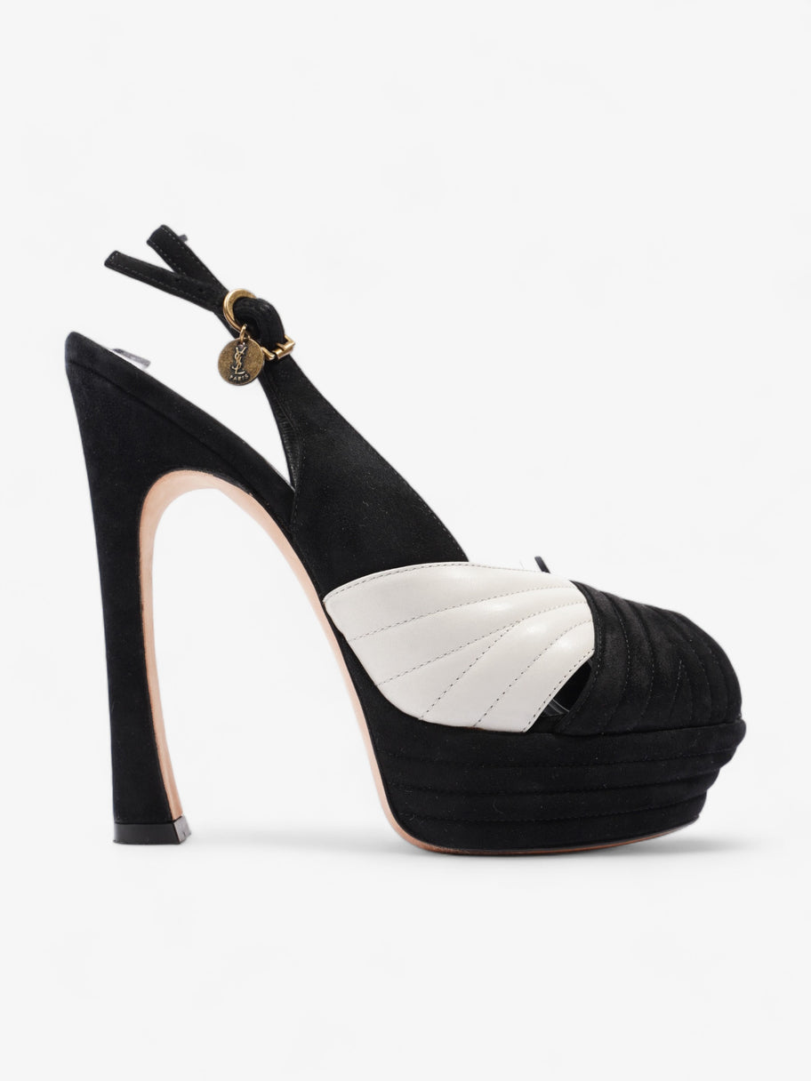 Saint Laurent Quilted Slingback Platform Heels 110mm Black / White Suede EU 38 UK 5 Image 1