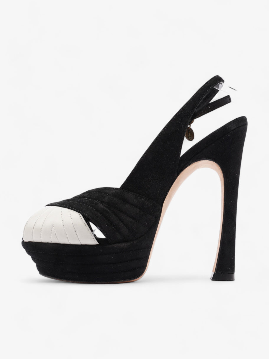 Saint Laurent Quilted Slingback Platform Heels 110mm Black / White Suede EU 38 UK 5 Image 3