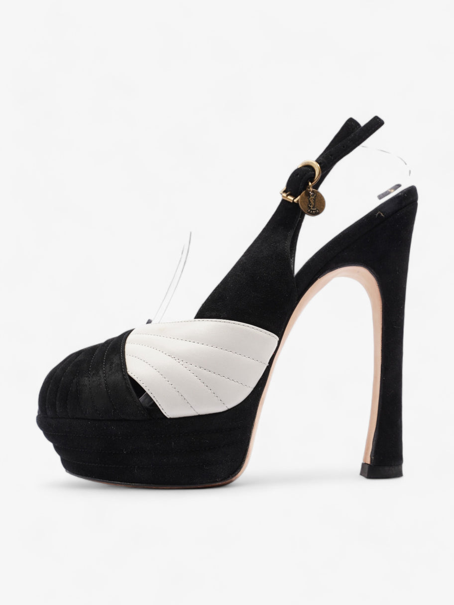 Saint Laurent Quilted Slingback Platform Heels 110mm Black / White Suede EU 38 UK 5 Image 5