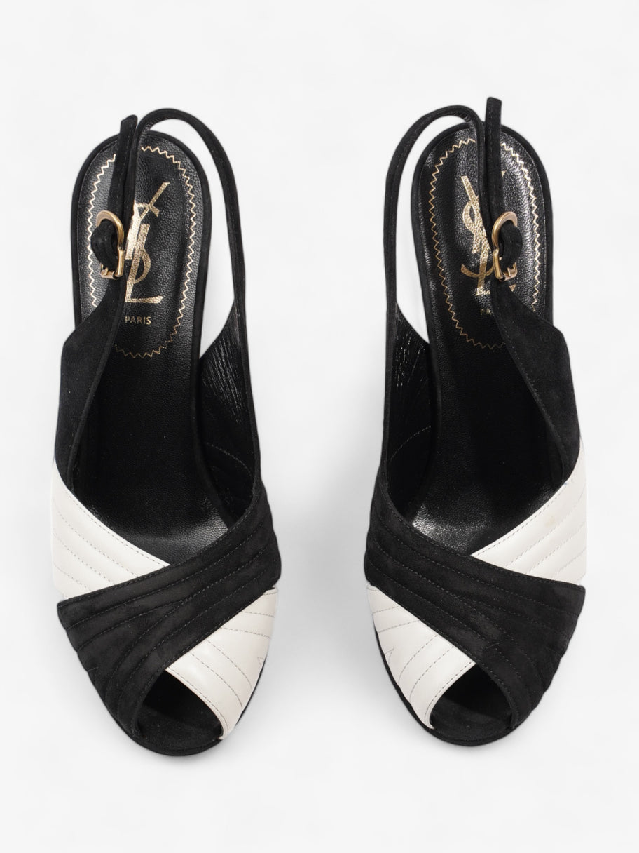 Saint Laurent Quilted Slingback Platform Heels 110mm Black / White Suede EU 38 UK 5 Image 8