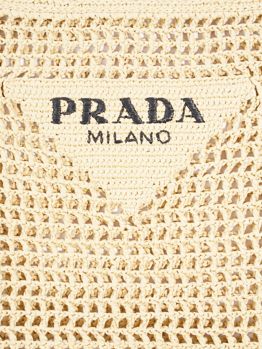 Prada Crochet Tote Natural Raffia Small Image 3