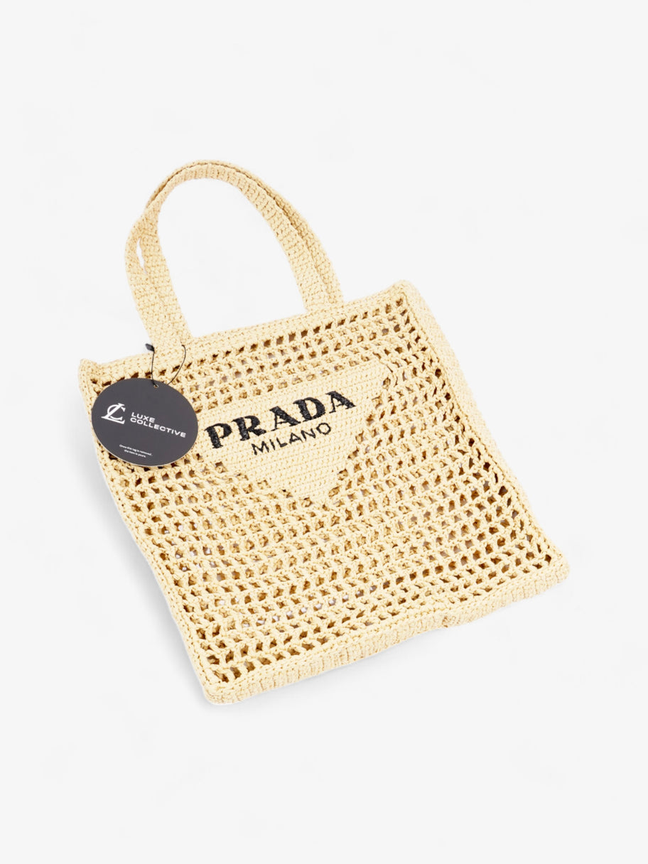 Prada Crochet Tote Natural Raffia Small Image 10