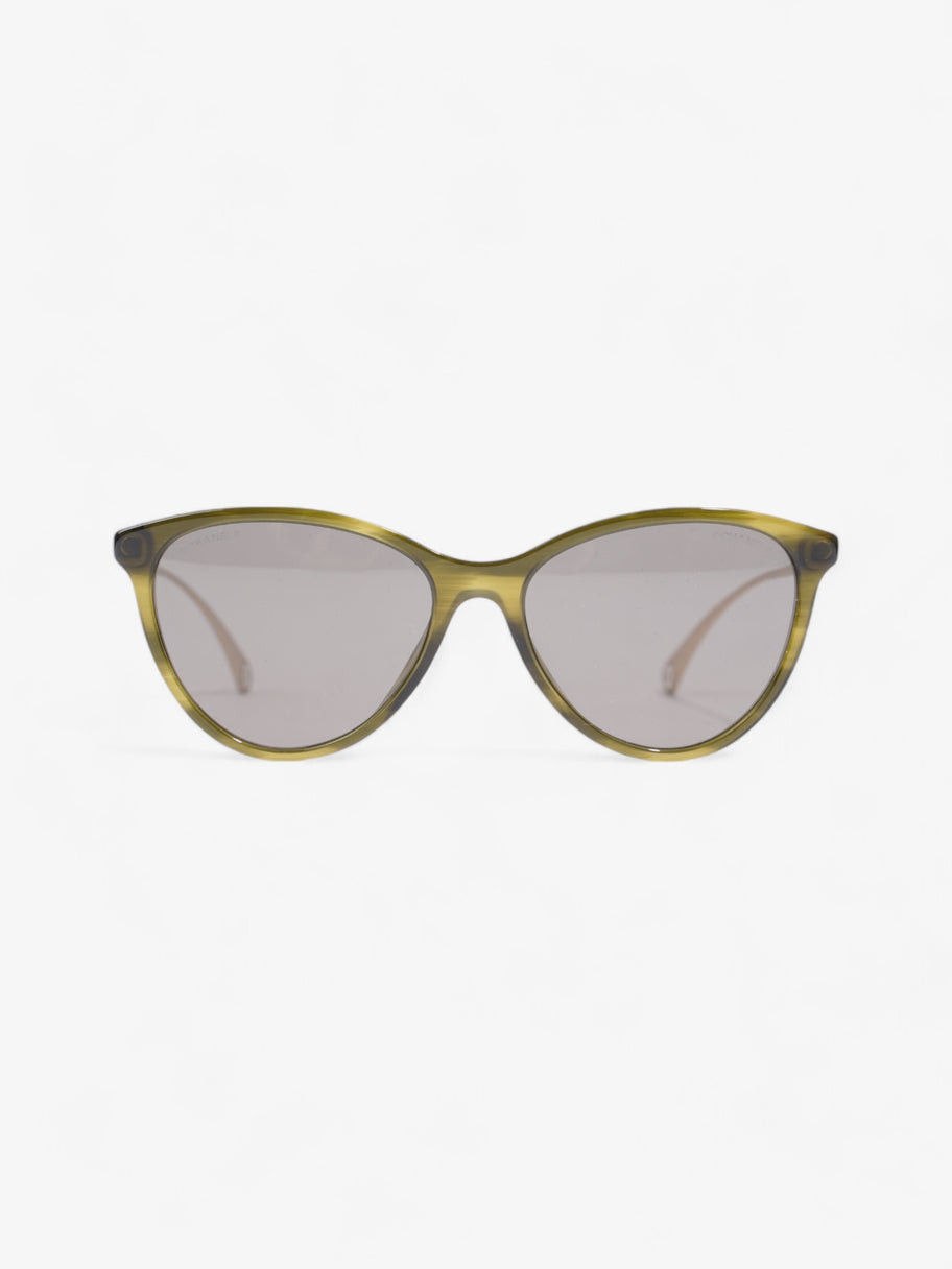 Chanel Cat Eye Sunglasses Green / Gold Acetate 140mm Image 1