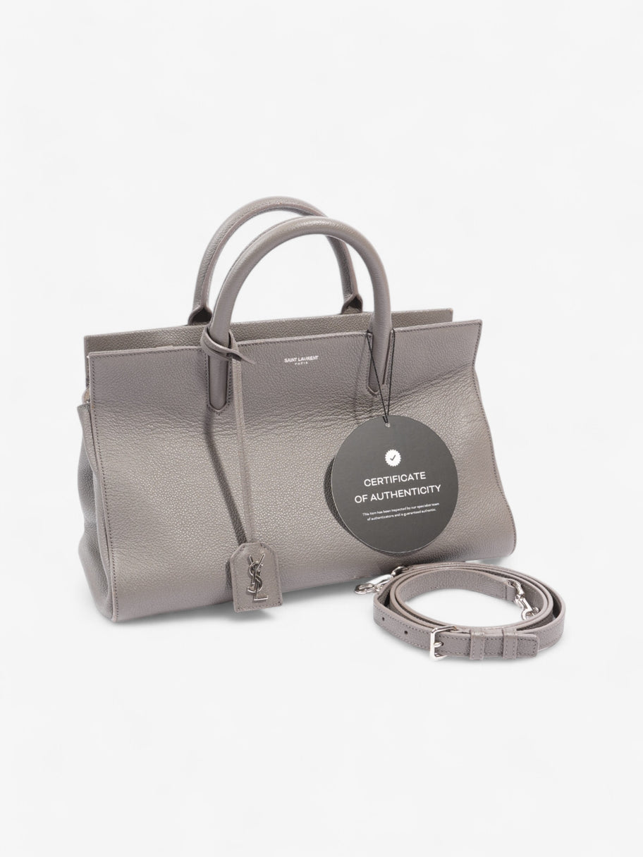 Saint Laurent Rive Gauche Cabas Tote Grey Grained Leather Image 18